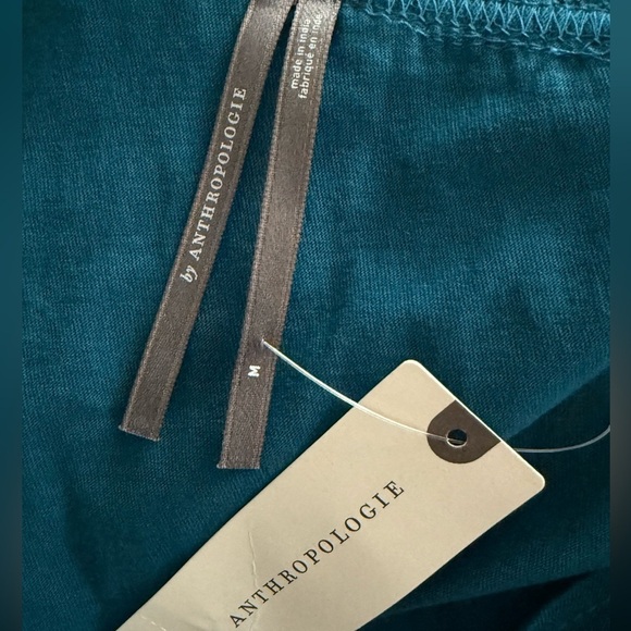 ANTHROPOLOGIE One Shoulder Puff Sleeve Lace Detail Top Dark Blue Size M NEW - Picture 7 of 8